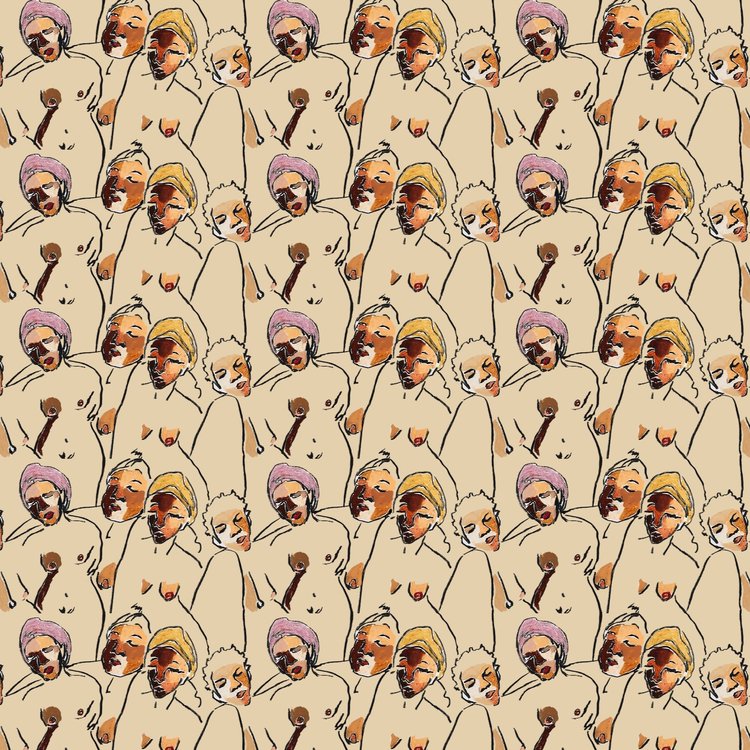 Three Ladies Wallpaper Sample